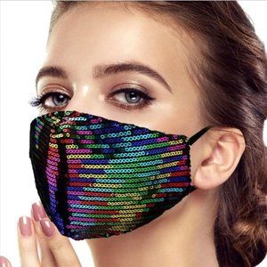Rainbow Sparkling Sequin Face Mask